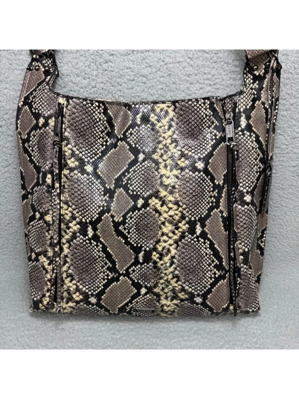 Joes Jeans Bag Large Grey Faux Snake Skin Hobo Shoulder Tote Purse Handbag